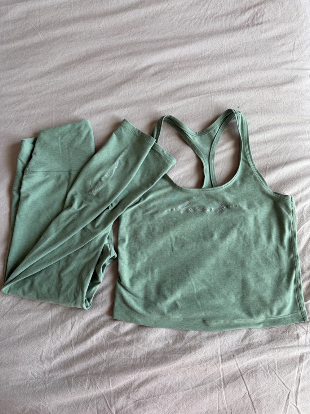 Barre3 Sage Green Racerback Tank & Legging Set